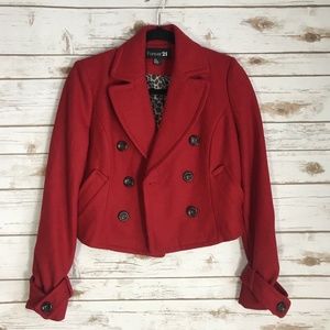 Forever 21 Red Double Breasted Crop Jacket size S